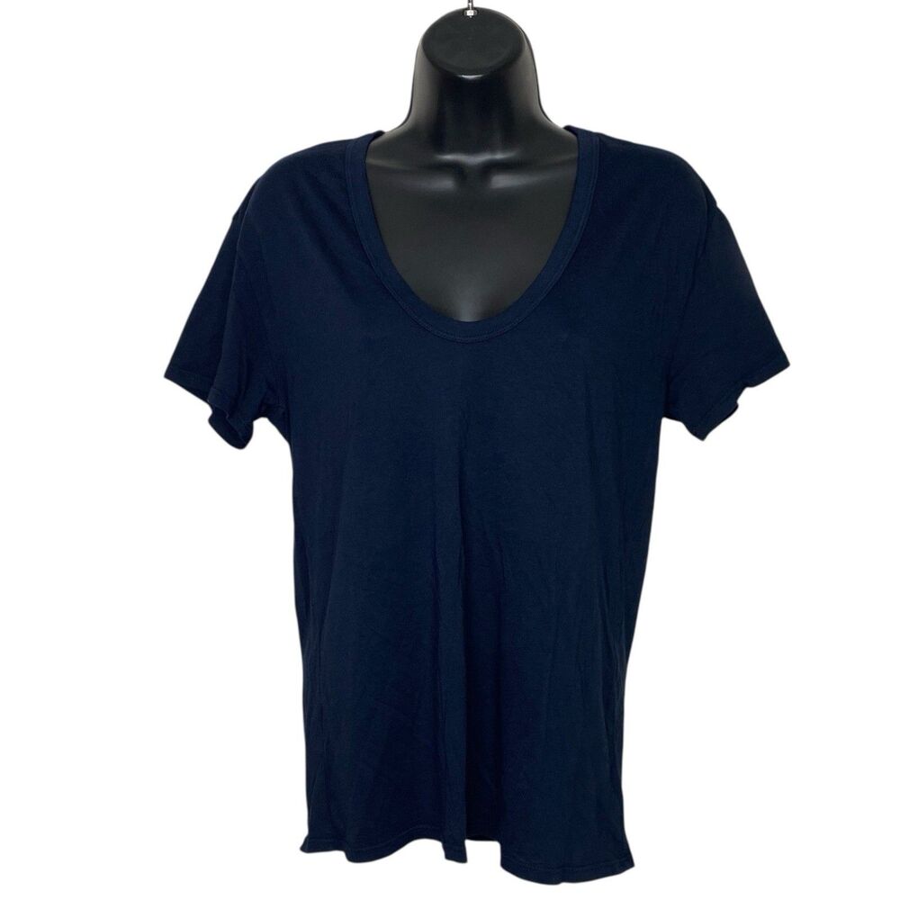 AG Adriano Goldschmied Womens S Henson Tee Navy Blue T-Shirt Casual Preppy NEW